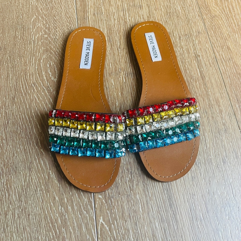 Steve Madden Serenade Rainbow Sandal Slide Size 9.5